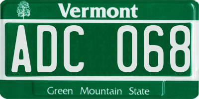 VT license plate ADC068