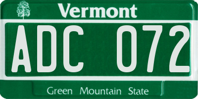 VT license plate ADC072