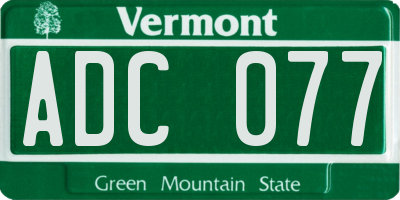 VT license plate ADC077