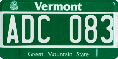 VT license plate ADC083