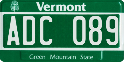 VT license plate ADC089