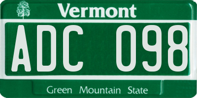 VT license plate ADC098