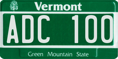VT license plate ADC100