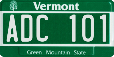 VT license plate ADC101