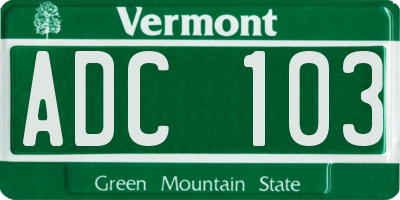 VT license plate ADC103