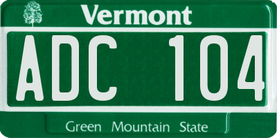 VT license plate ADC104