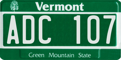 VT license plate ADC107