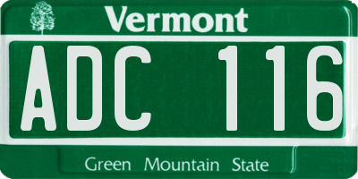 VT license plate ADC116