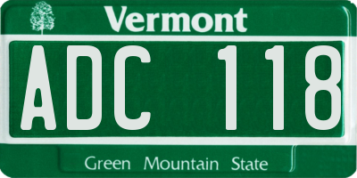 VT license plate ADC118