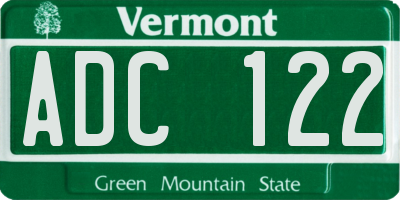 VT license plate ADC122