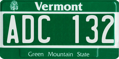 VT license plate ADC132