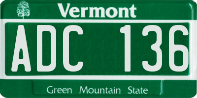 VT license plate ADC136
