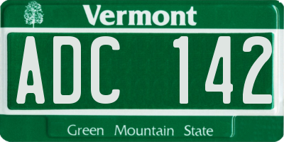 VT license plate ADC142