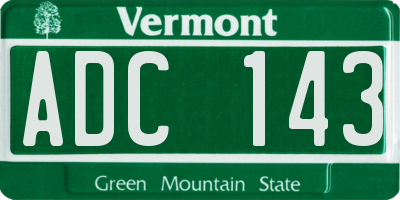 VT license plate ADC143