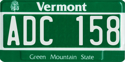 VT license plate ADC158