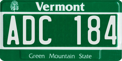VT license plate ADC184