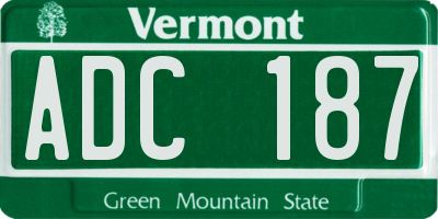 VT license plate ADC187