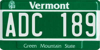 VT license plate ADC189