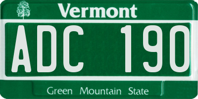 VT license plate ADC190