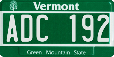 VT license plate ADC192