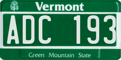 VT license plate ADC193