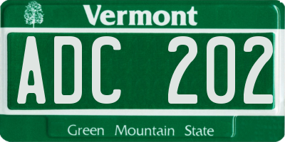 VT license plate ADC202