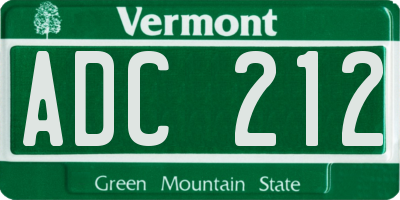 VT license plate ADC212