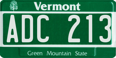 VT license plate ADC213
