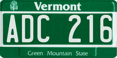 VT license plate ADC216