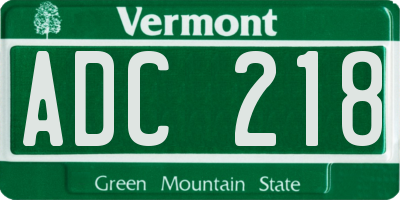 VT license plate ADC218