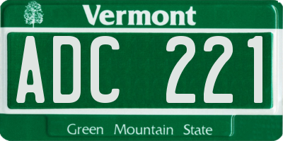VT license plate ADC221