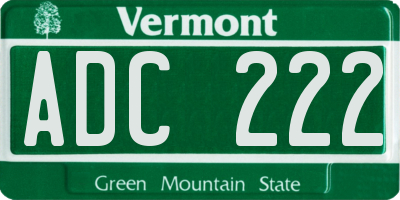 VT license plate ADC222