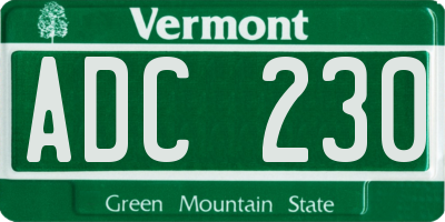 VT license plate ADC230
