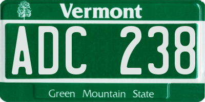 VT license plate ADC238