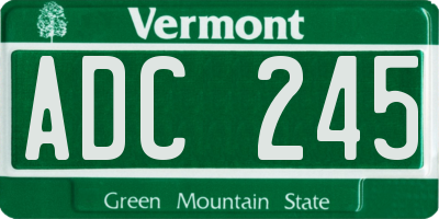 VT license plate ADC245