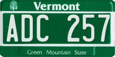 VT license plate ADC257