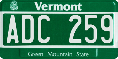 VT license plate ADC259