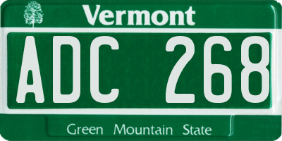 VT license plate ADC268