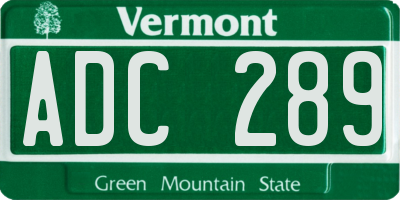 VT license plate ADC289