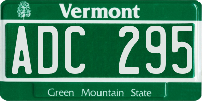 VT license plate ADC295
