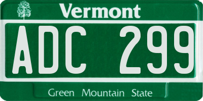 VT license plate ADC299