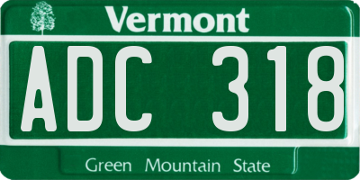 VT license plate ADC318