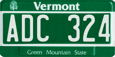 VT license plate ADC324