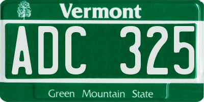 VT license plate ADC325