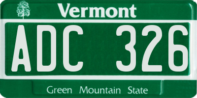 VT license plate ADC326