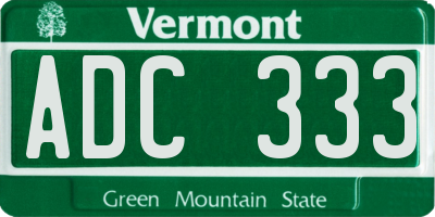 VT license plate ADC333