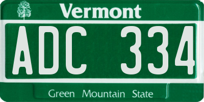 VT license plate ADC334