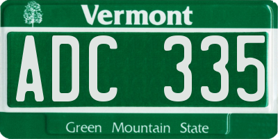 VT license plate ADC335