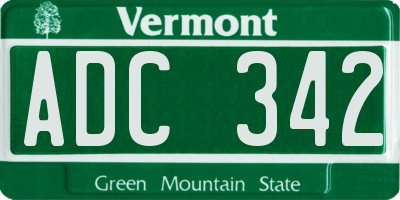 VT license plate ADC342