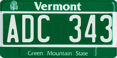 VT license plate ADC343